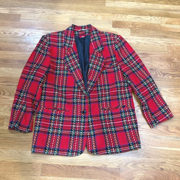 Joule Energy Jackets & Blazers - Vintage Joule Energy Red Plaid Wool Blend Blazer Jacket Size 13-14 Bulgaria
